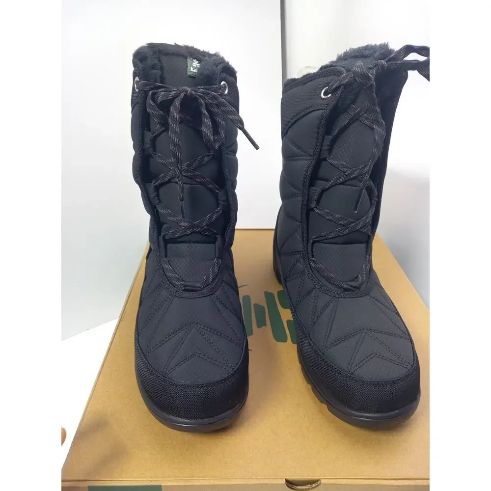 Kamik Hannah BLACK Pull On Waterproof Mid-Calf Snow Boots Womens Sz 10